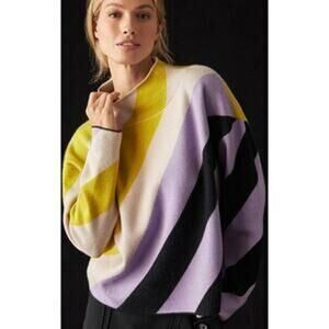 Maeve by Anthropologie Colorblock Carys Striped Mock Neck Sweater